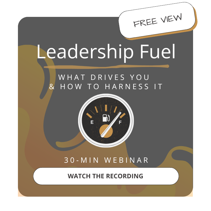 Leadership Fuel - Learn what dirves you and how to harness it.  Free 30-minute webinar.  Watch the recording.